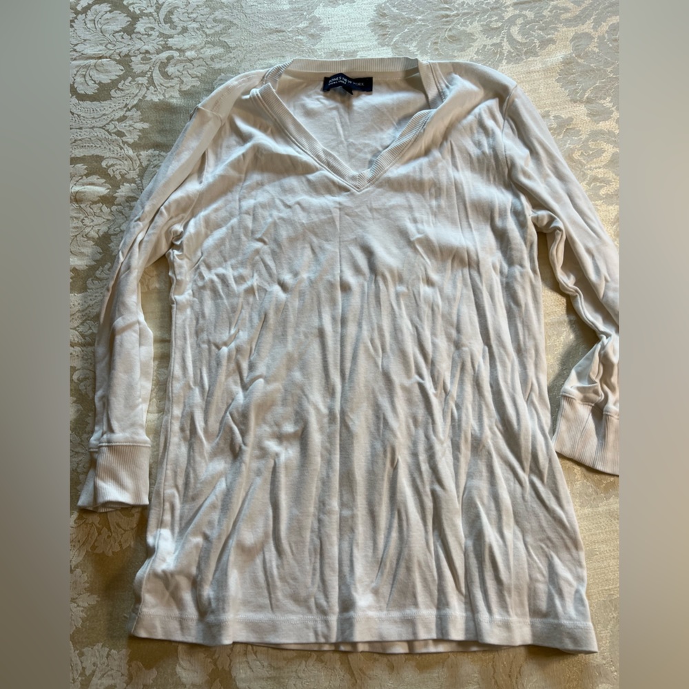 Jones New York White 3/4 Sleeve Sweatshirt Top